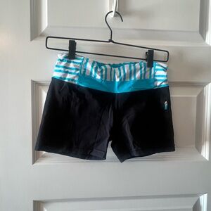 Lululemon Black and Blue Striped Athletic Shorts